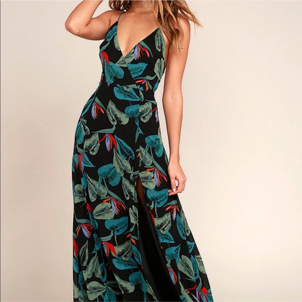 Birds of paradise floral maxi dress